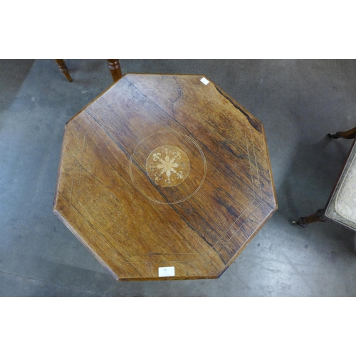 219 - A Victorian inlaid rosewood octagonal occasional table