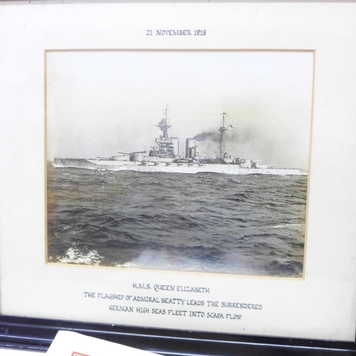 814 - Two Naval pictures; HMS Queen Elizabeth and HMS Benbow with 