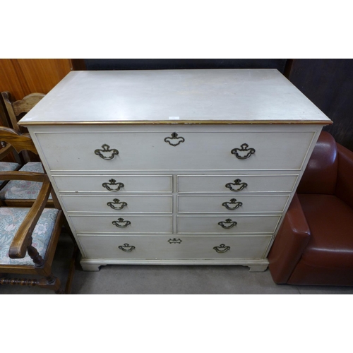 236 - A George III painted oak chest of drawers (top adapted to lift up)