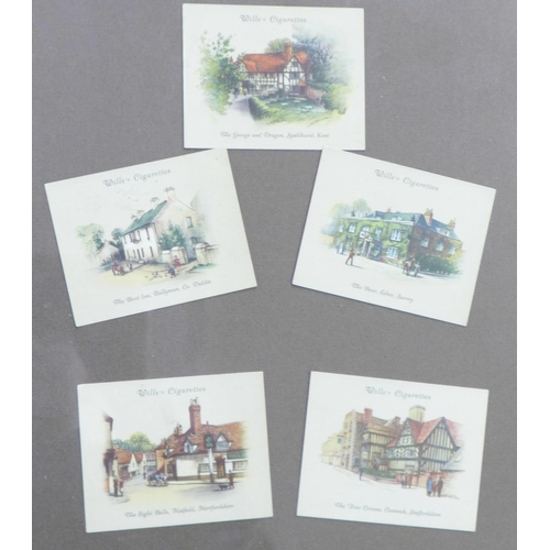 822 - Six framed sets of Will's cigarette cards of Old Inns and a collection of loose cigarette cards