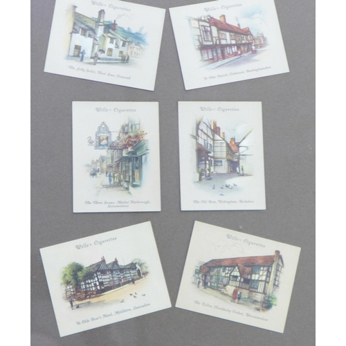 822 - Six framed sets of Will's cigarette cards of Old Inns and a collection of loose cigarette cards