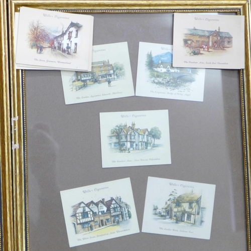 822 - Six framed sets of Will's cigarette cards of Old Inns and a collection of loose cigarette cards