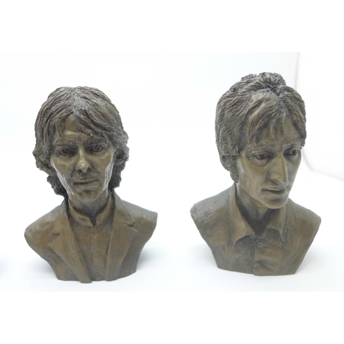 850 - The Beatles, set of four bronzed resin Beatles busts