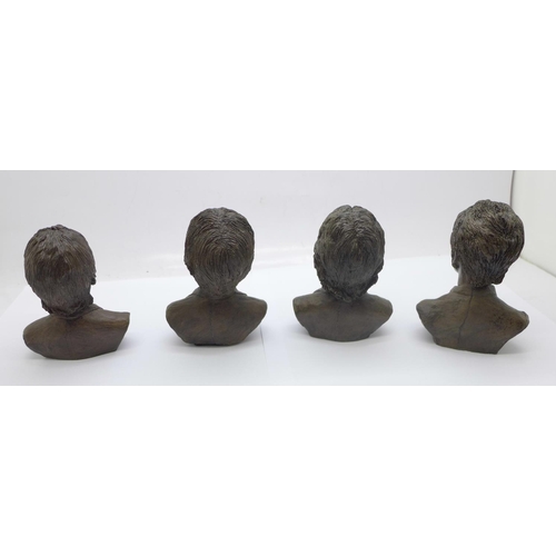 850 - The Beatles, set of four bronzed resin Beatles busts