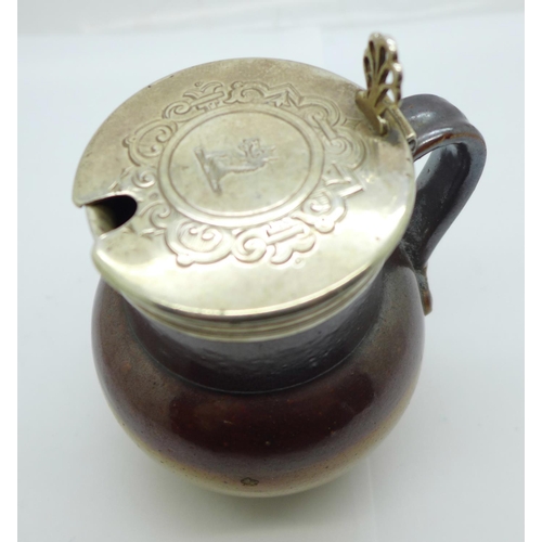 854 - A Victorian silver topped mustard pot, London 1876