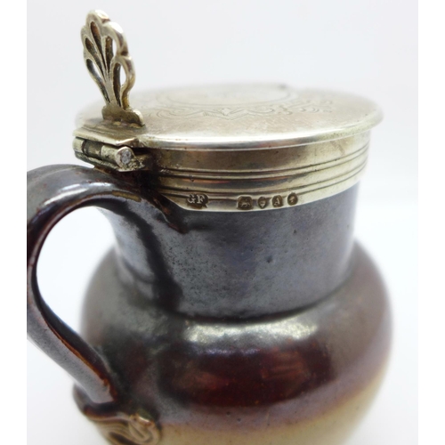 854 - A Victorian silver topped mustard pot, London 1876