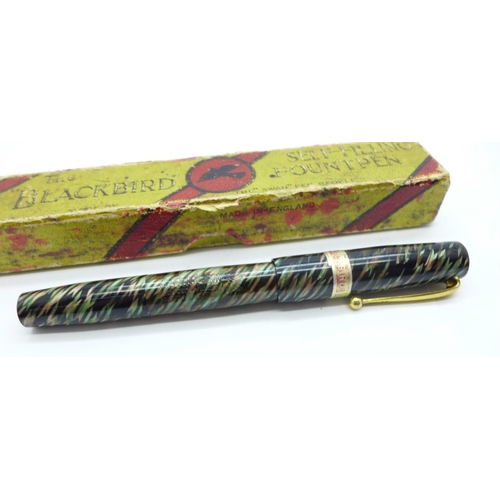 871 - A Blackbird fountain pen with 14ct gold nib and box