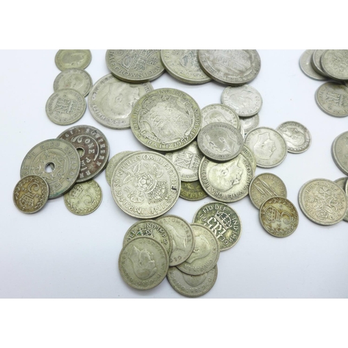 872 - A collection of silver coins, pre 1920, 168g and 1920 to 1946, 255g