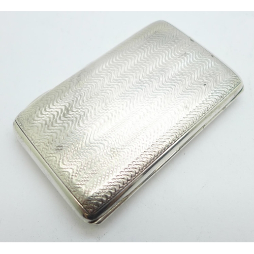 897 - A silver machine turned cigarette case, Davis Bros., Birmingham 1921, 57g