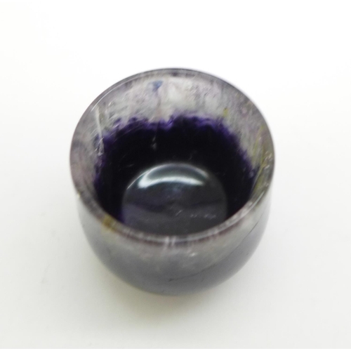 900 - A Blue John Treak Cliff cavern elongated bowl, (32mm x 35mm)