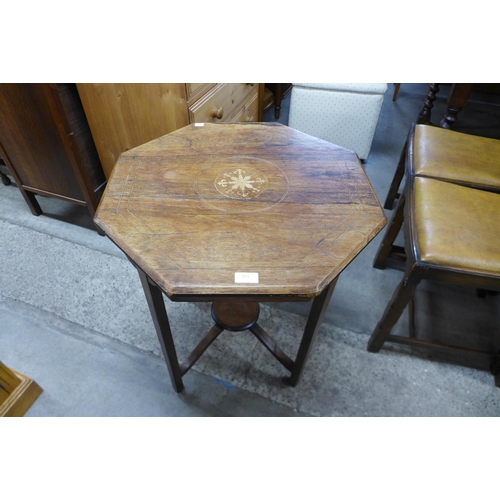 219 - A Victorian inlaid rosewood octagonal occasional table