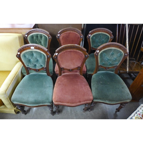 298 - A set of six Victorian mahogany dining chairs