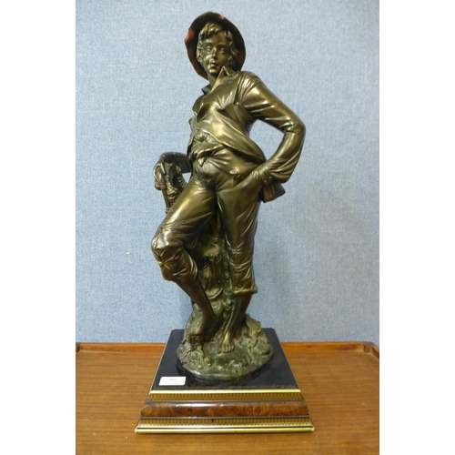 466 - A continental bronze effect figure of a boy, a/f