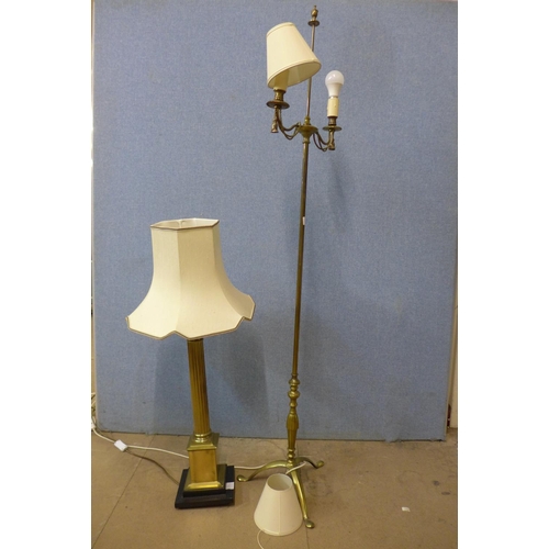 469 - A brass Corinthian column table lamp and a brass Neo-Classical style standard lamp