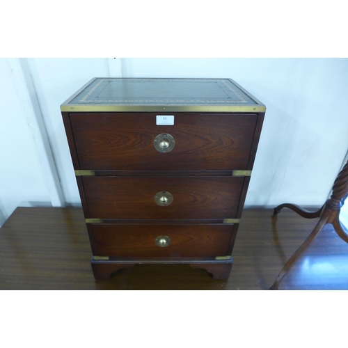 92 - A small campaign style mahogany and brass mounted chest of drawers