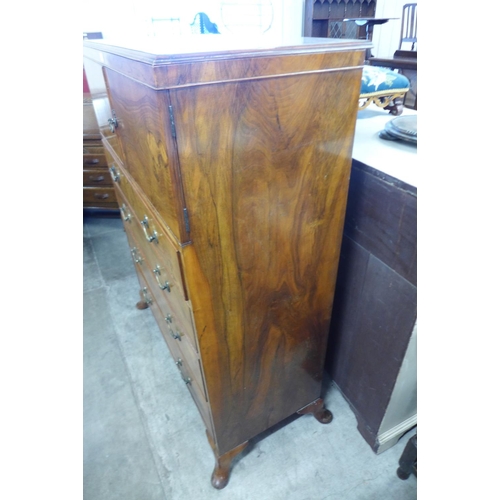 187 - A figured walnut tallboy