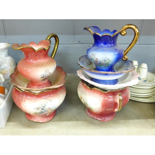 1240 - A collection of decorative china including Royal Doulton teaware, wash jugs and bowls (4 boxes) **PL... 