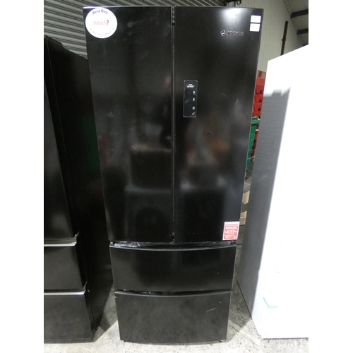 3264 - A Hoover American style two door, two drawer, black fridge freezer (HMN7182BK) (minor dents to doors... 