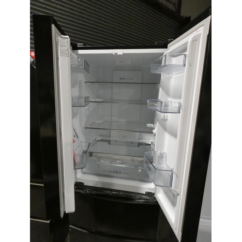 3264 - A Hoover American style two door, two drawer, black fridge freezer (HMN7182BK) (minor dents to doors... 