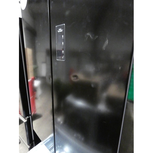 3264 - A Hoover American style two door, two drawer, black fridge freezer (HMN7182BK) (minor dents to doors... 