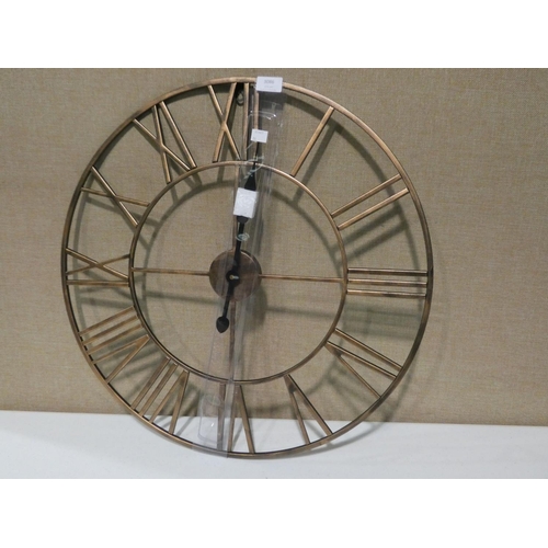 3086 - A bronze effect circular clock (dia 60cm) * this lot is subject to VAT