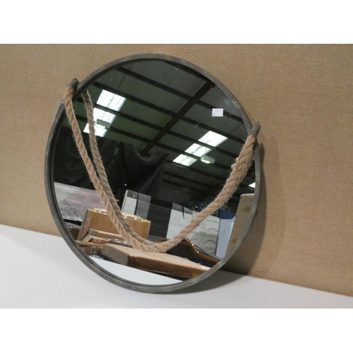 3087 - A metal framed circular wall hanging mirror (dia 56cm) * this lot is subject to VAT