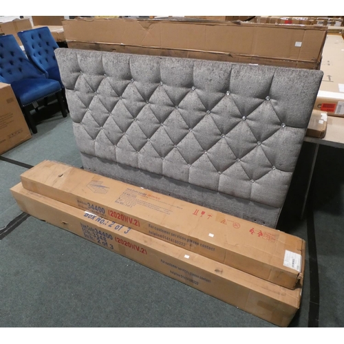 3125 - A Chenille double bed frame with storage * this lot is subject to VAT