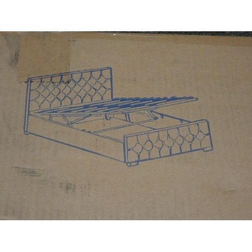 3125 - A Chenille double bed frame with storage * this lot is subject to VAT