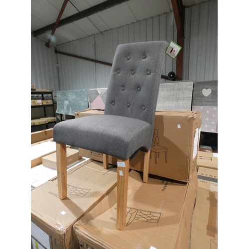 3127 - A set of six grey Anya upholstered dining chairs * this lot is subject to VAT