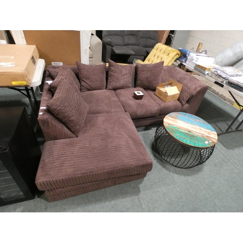 3131 - A brown fabric L-shaped corner sofa (215 x 170cm) * this lot is subject to VAT