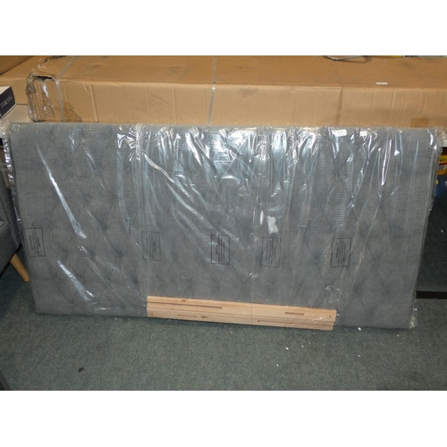 3139 - A charcoal fabric buttoned head board (kingsize) * this lot is subject to VAT