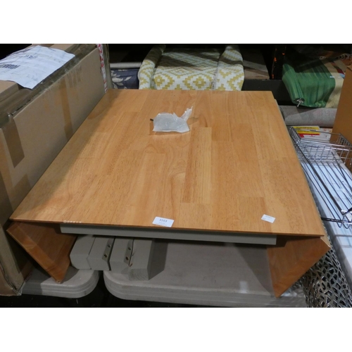 3163 - A duck egg blue painted extending dining table (damaged) (W76cm x 76cm top) * this lot is subject to... 