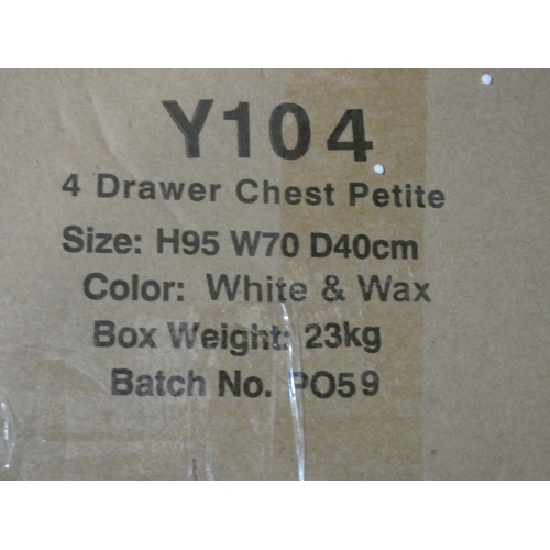 3166 - A white/wax petite four drawer chest * this lot is subject to VAT