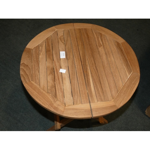 3172 - A teak circular folding side table (H50cm x dia 50cm) * this lot is subject to VAT