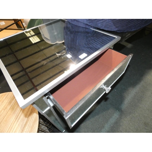 3191 - A grey/mirrored single drawer table (H74 x W60 x D60cm) * this lot is subject to VAT