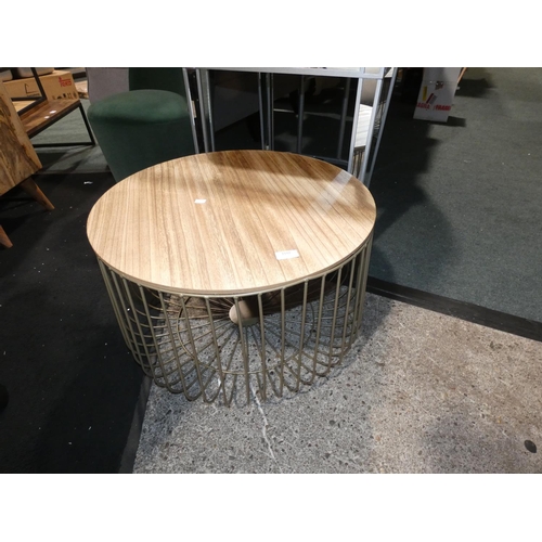 3192 - A lightwood/metal framed circular coffee table (dia 60cm) * this lot is subject to VAT