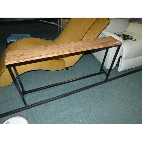 3198 - A darkwood/metal console table (H65 x W120 x D20cm) * this lot is subject to VAT