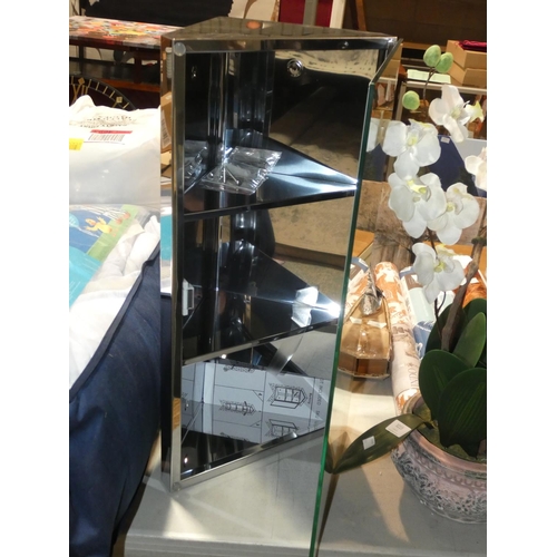 3214 - A metal/mirrored corner bathroom cabinet (H60cm) * this lot is subject to VAT