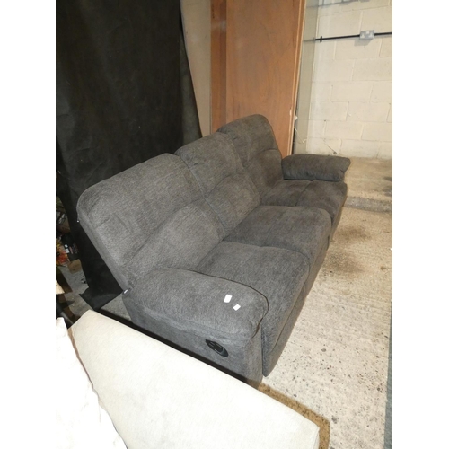 3229 - A charcoal three seater manual recliner sofa (H100 x L200 x D90cm) * this lot is subject to VAT