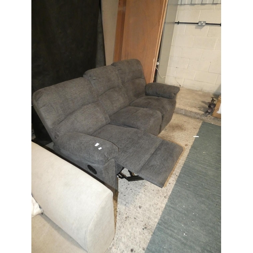 3229 - A charcoal three seater manual recliner sofa (H100 x L200 x D90cm) * this lot is subject to VAT