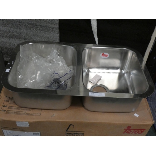 3254 - A Teka stainless steel double sink 800mm x 650mm