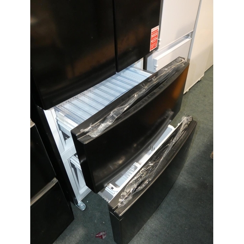 3264 - A Hoover American style two door, two drawer, black fridge freezer (HMN7182BK) (minor dents to doors... 