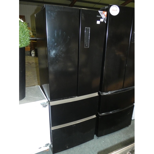 3265 - A Teknix American style two door, two drawer, black fridge freezer (TFD701280B)