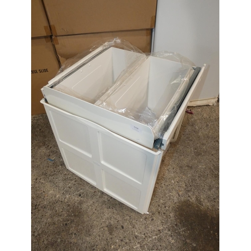 3269 - A white waste bin with soft close slide (2 x 24 litre)