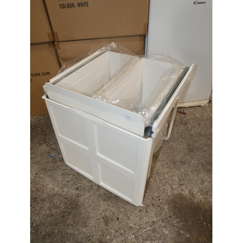 3270 - A white waste bin with soft close slide (2 x 24 litre)