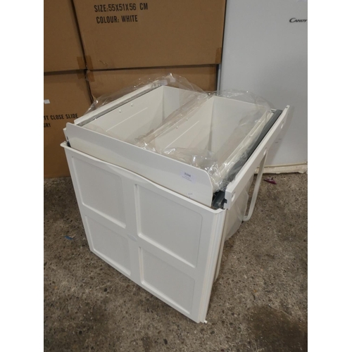 3271 - A white waste bin with soft close slide (2 x 24 litre)