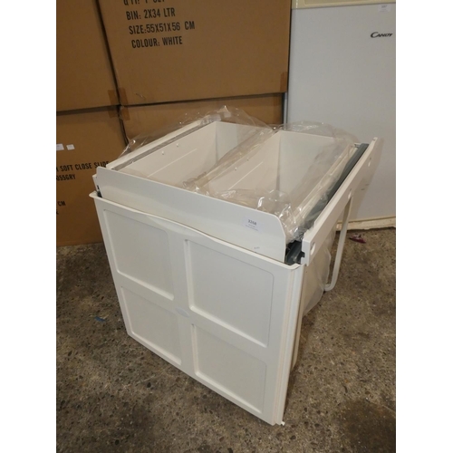 3273 - A white waste bin with soft close slide (2 x 24 litre)