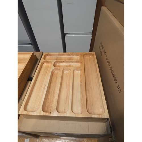 3304 - A lightwood cutlery organiser 420 x 470mm each