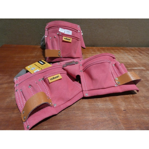 3343 - Two pink Rolson double leather tool pouches