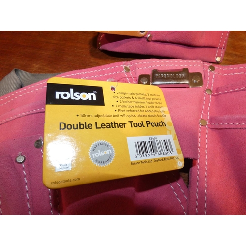 3343 - Two pink Rolson double leather tool pouches